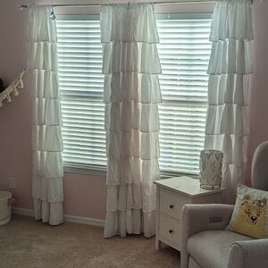 Ruffle White Curtains